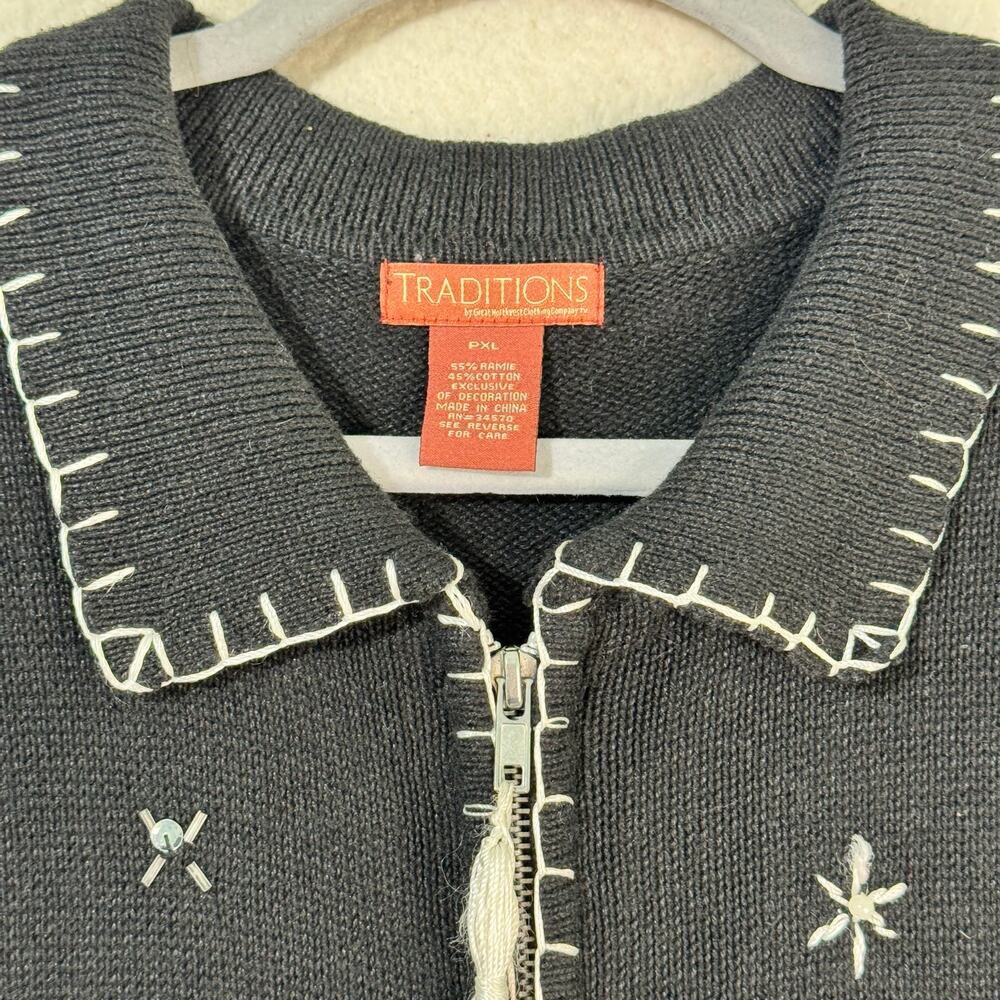 Great Northwest Traditions Holiday Snowman Embroidery Cardigan Sweater Petite XL - Picture 9 of 9